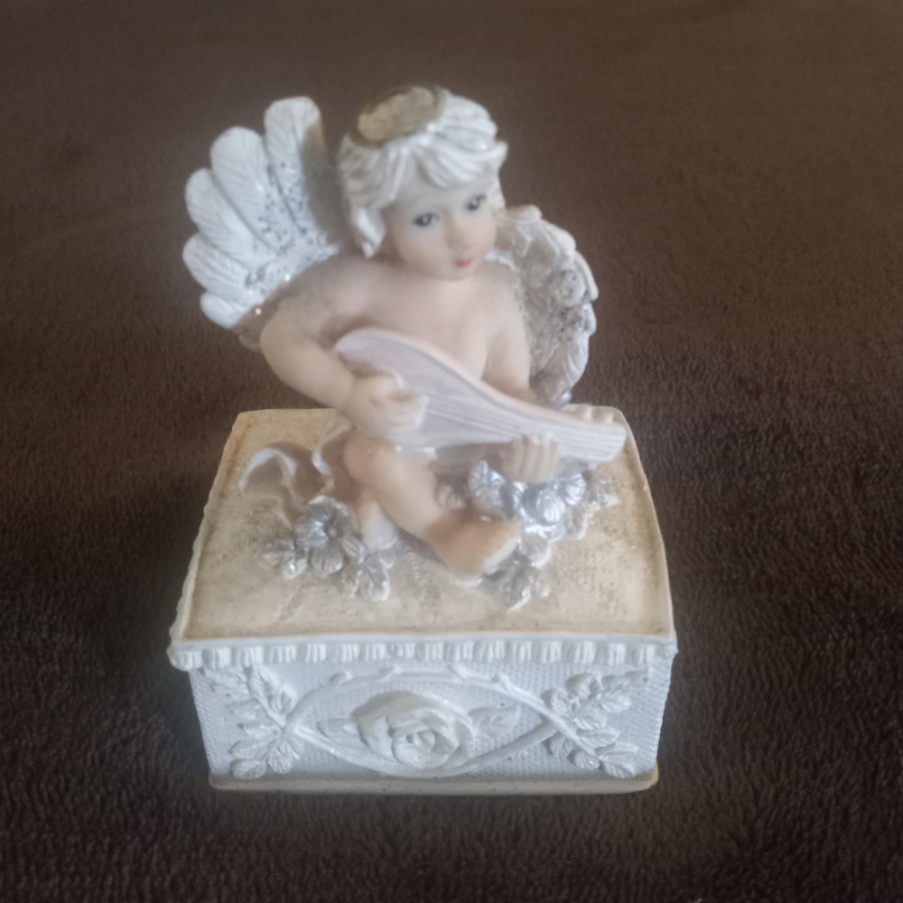 Angel Figurine with Silver Accents